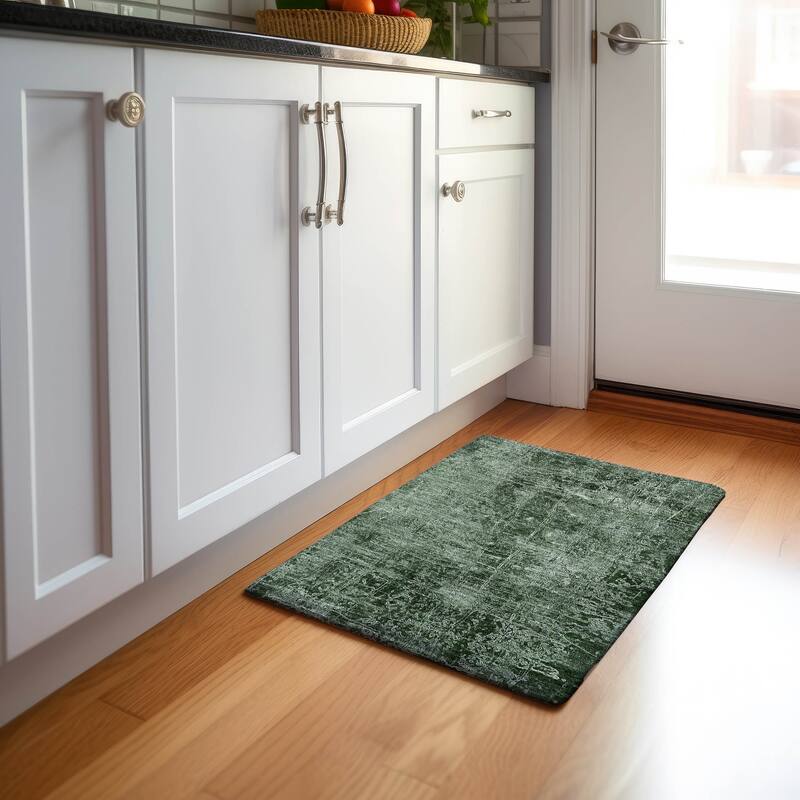 Premium Washable Super Soft Solid Abstract Mayfield Rug - Emerald - 1' 8" x 2' 6" - Rectangle