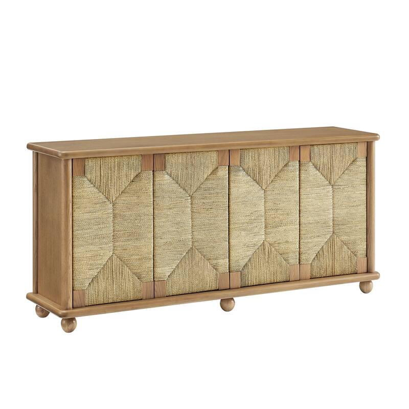 Marola 71 Inch Oak Wood Seagrass Sideboard