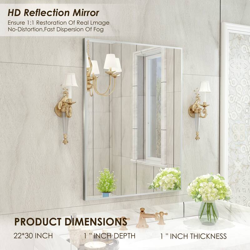QuivaraView Wall Mounted Aluminum Frame Bathroom Vanity Mirror