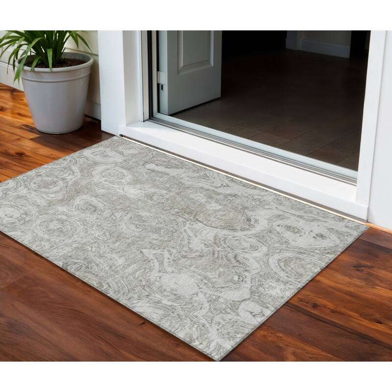 HomeRoots Abstract Transitional Rectangle Outdoor Rug - 3' x 5'