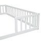 preview thumbnail 15 of 45, Twin Size Kids Bed Frame, Double Twin Floor Bed with Fence Guardrails