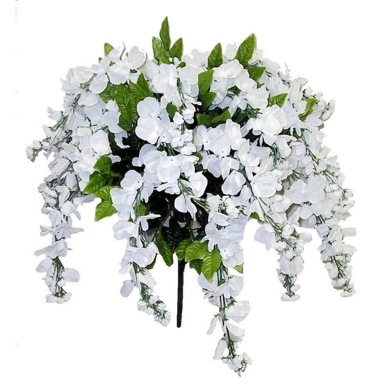 Faux Wisteria Flower Stems Bunch - GPB392-WHITE