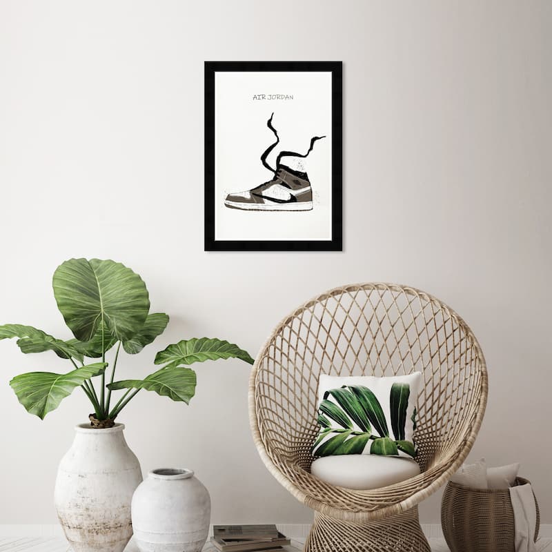 Wynwood Studio Prints Fashion and Glam Air jordan Drawing II Black and Modern & Contemporary Wall Art Canvas Print - Black