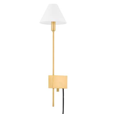 Teaneck 24" High Aged Brass Plug-In Wall Sconce
