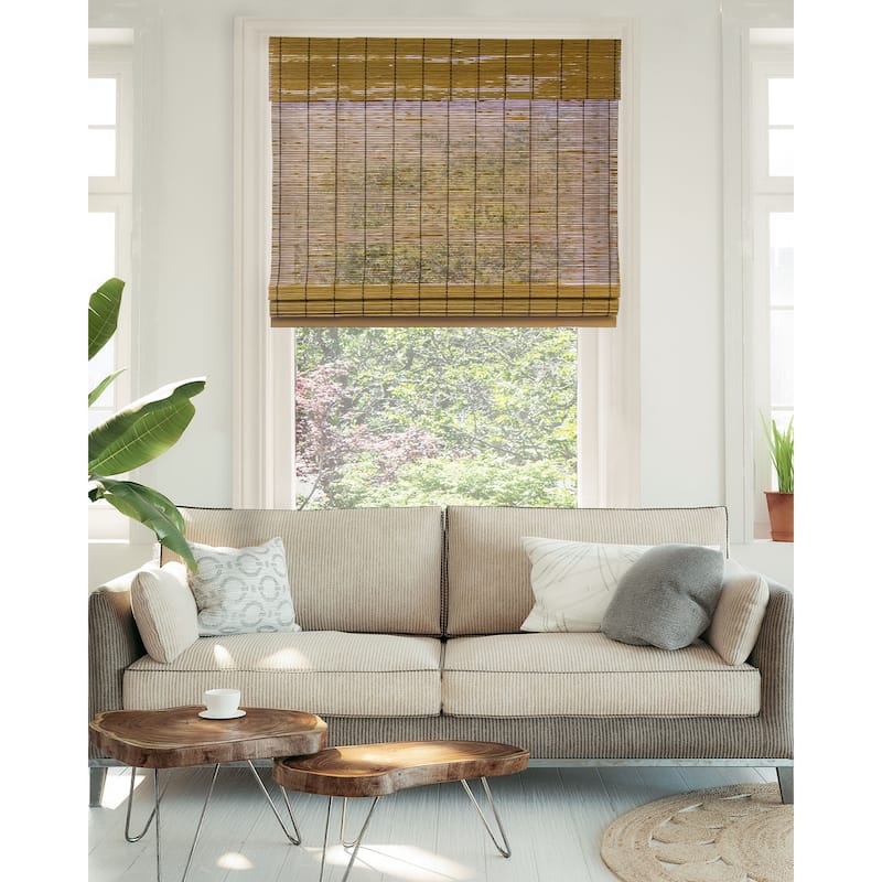 Chicology Light Filtering Cordless Natural Woven Bamboo Window Shade - 27"W X 64"H - Fox