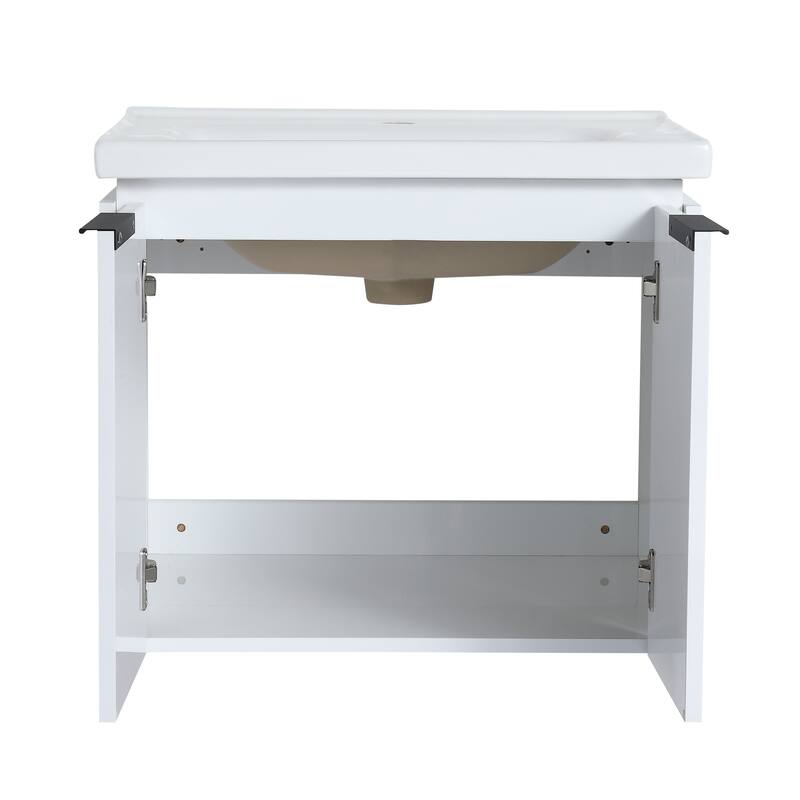 BNK 12/24/36/48/60 Inch Wall-Mounted Bathroom Vanity, Bathroom Cabinet with Doors or Side Shelves