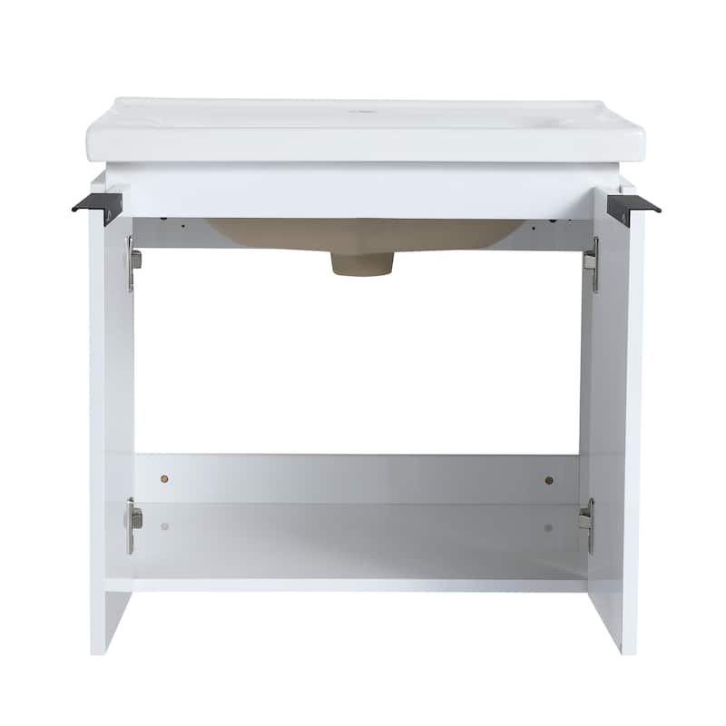 Bathroom Vanity With Sink In 24/36/48/60/72/84 Inch, Floating Bathroom Vanity With Soft Close Door and Shelf