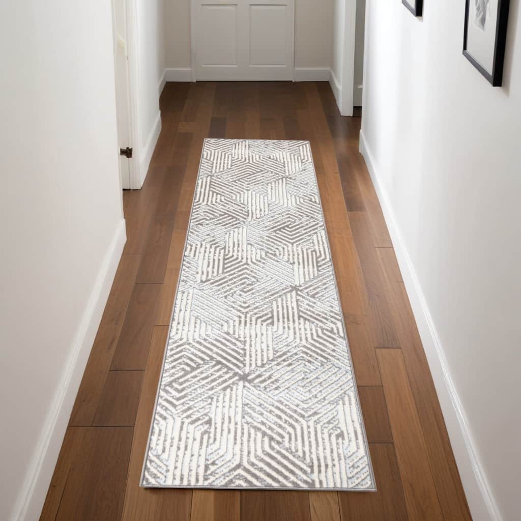 Power Loomed Geometric Modern Durable Area Rug - 90' X '27' X '0.5
