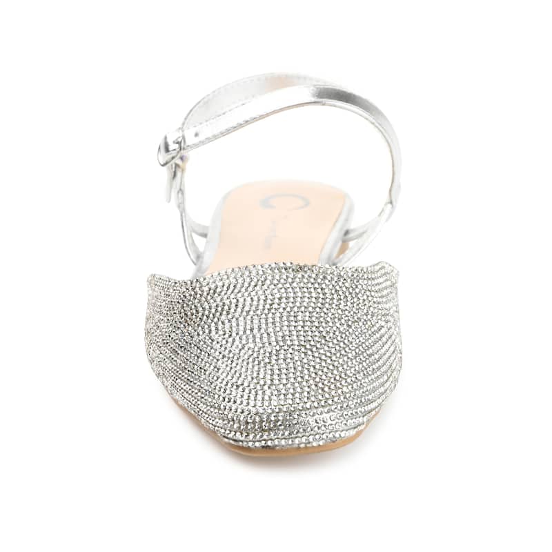 Journee Women's Nysha Evening Dress Flats - Silver - 6.5