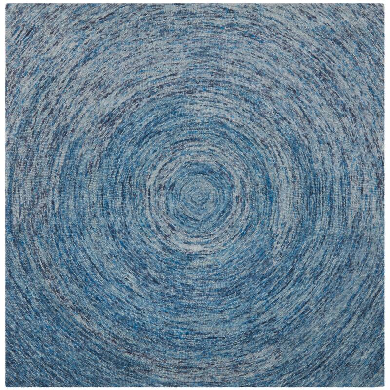 SAFAVIEH Handmade Ikat Jaycie Wool Rug - 6' Square - Dark Blue/Multi - Square