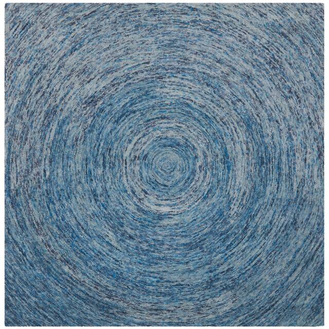 SAFAVIEH Handmade Ikat Jaycie Wool Rug - 6' x 6' Square - Dark Blue/Multi