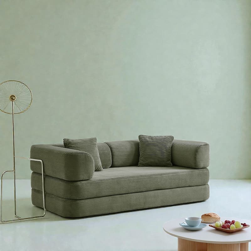 Convertible Floor Couch Sofa Bed with Blanket Pillow, Compressed Modular Lounge Sleeper for Living Room Bedroom