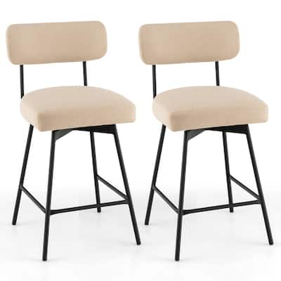 25" 2-Piece Modern Upholstered Bar Stools with Back and Footrests - 17.5" x 17" x 36" (L x W x H)