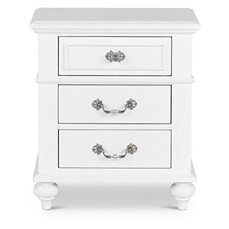 Elegant 2-Drawer Nightstand with Curved Base, Full Extension Glides, and Classic Charm