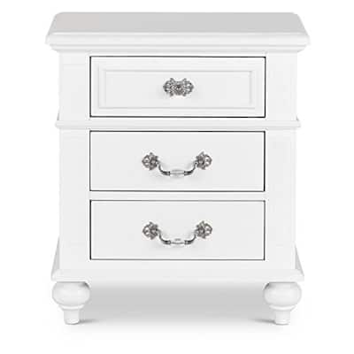 Elegant 2-Drawer Nightstand with Curved Base, Full Extension Glides, and Classic Charm