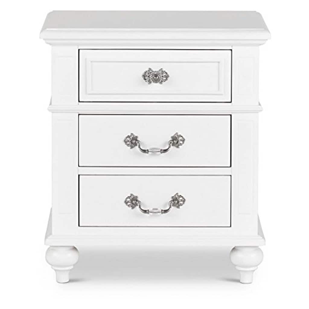 Elegant 2-Drawer Nightstand with Curved Base, Full Extension Glides, and Classic Charm