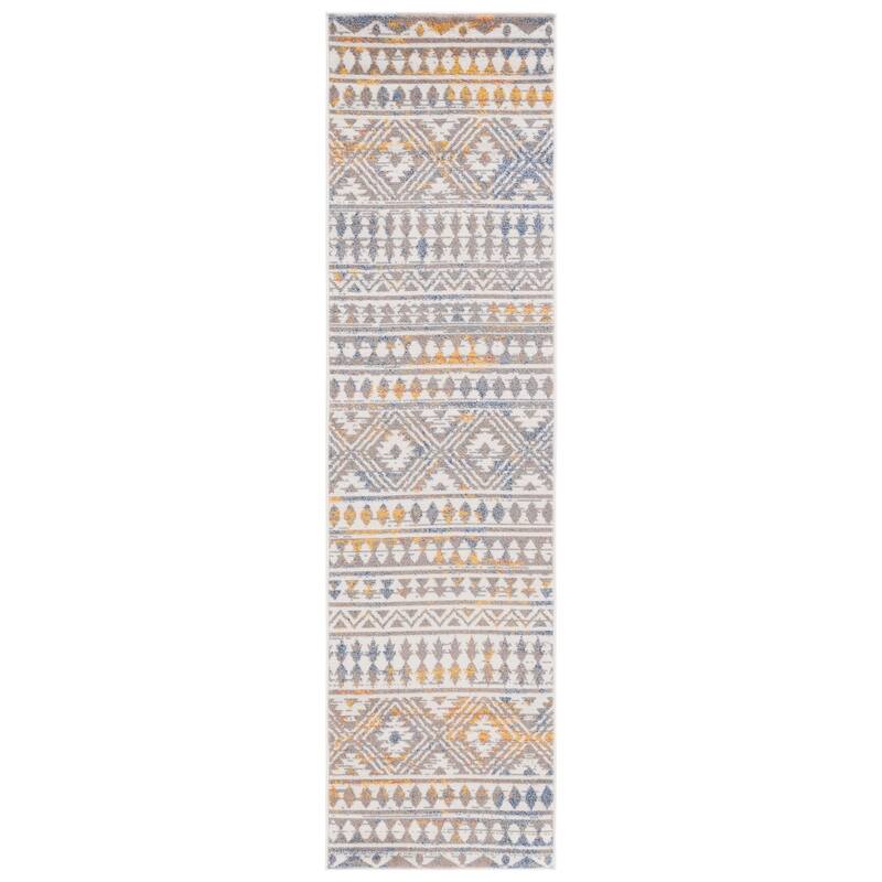 SAFAVIEH Astoria Manju Rustic Boho Rug - 2'2" x 8' Runner - Grey/Ivory