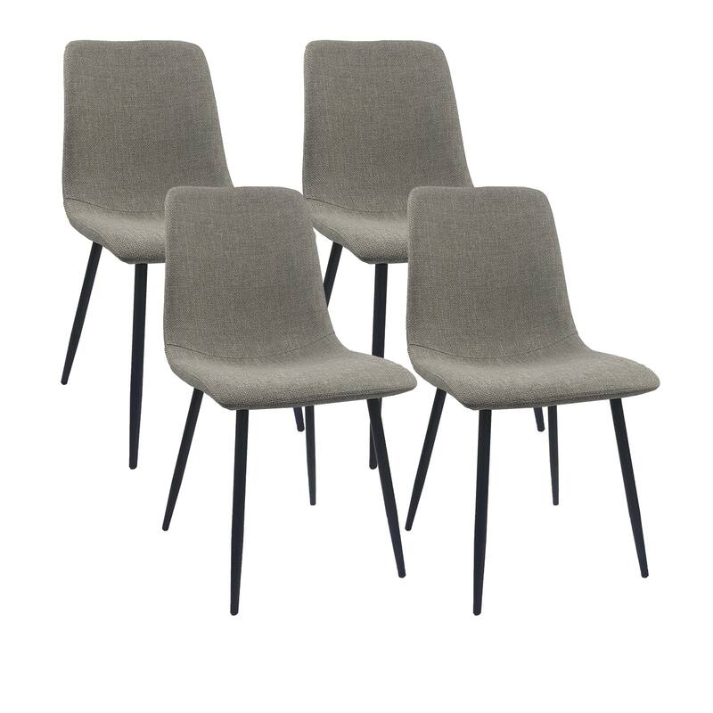 Modern Linen Upholstered Dining Accent Chairs Set of 4 - Light Gray