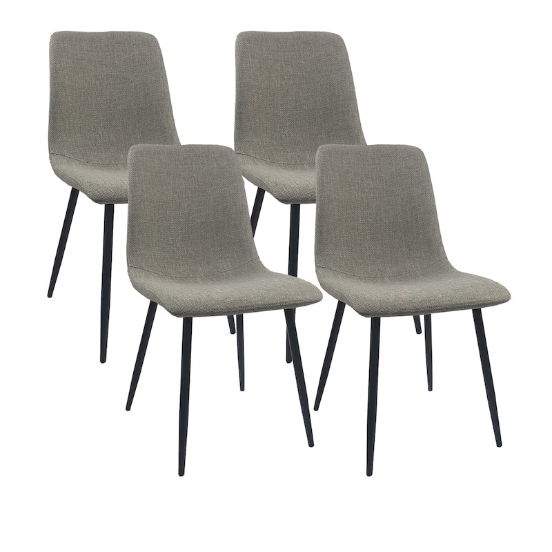 Set of 4 Modern Upholstered Dining Accent Chairs with Metal Legs