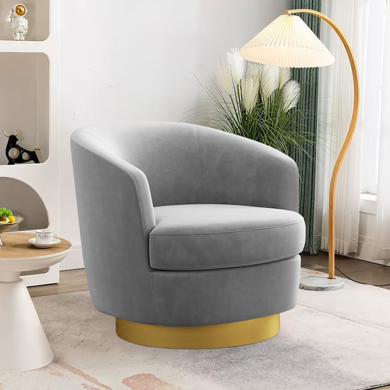 360 Degree Velvet Swivel Club Chair, Soft & Comfotable