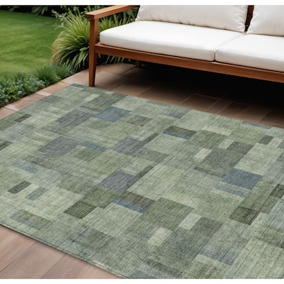 HomeRoots Geometric Transitional Rectangle Outdoor Rug