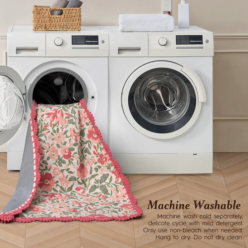 Laura Ashley Cotton Slub Crochet Border Rugs