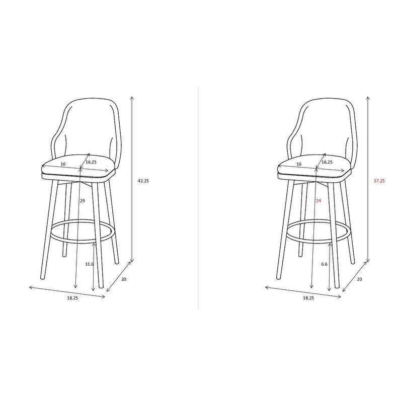 Counter Height Swivel Barstools Set of 2, Upholstered Seat Bar Stools with Metal Legs, Kitchen Island Chairs with Backrest