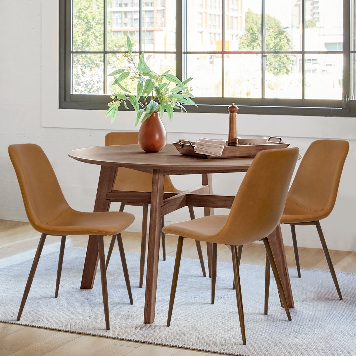 Faux leather dining chairs shop set of 4