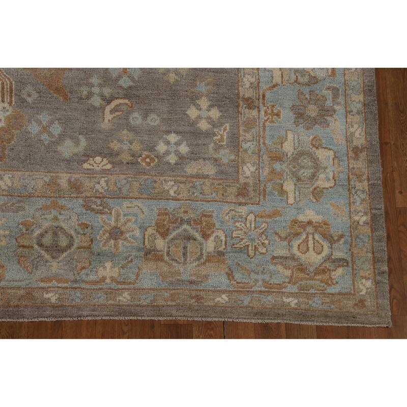 Hand Knotted Oriental 100% Wool Carpet Transitional All-Over Greys & Charcoal Oushak Area Rug - 11' 8'' X 8' 2''