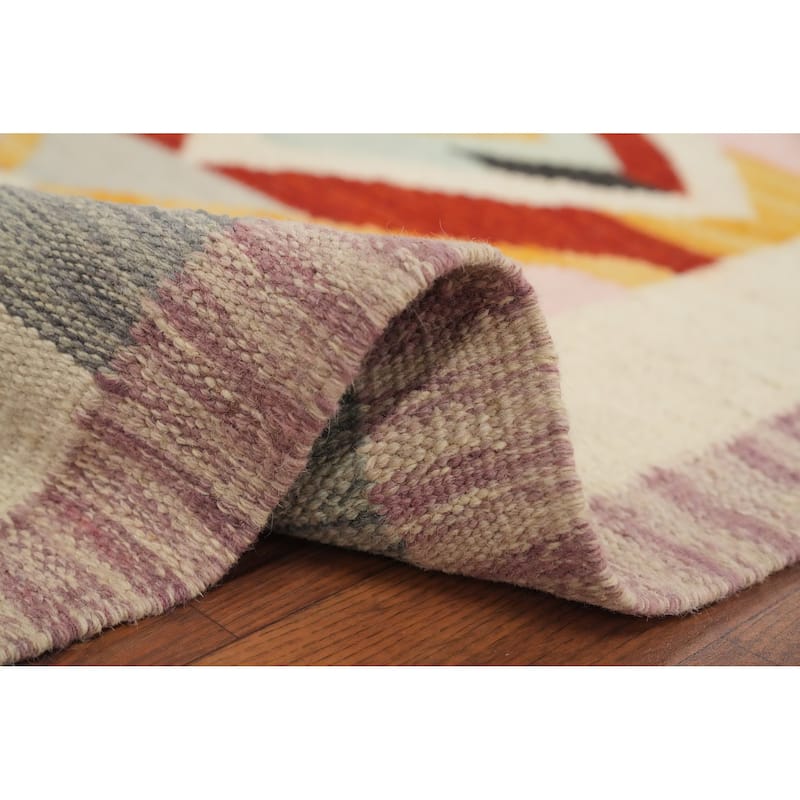 Hand Woven Oriental 100% Wool Carpet Southwestern Tribal Multi-Colored Kilim Area Rug - 8' 10'' X 5' 10''