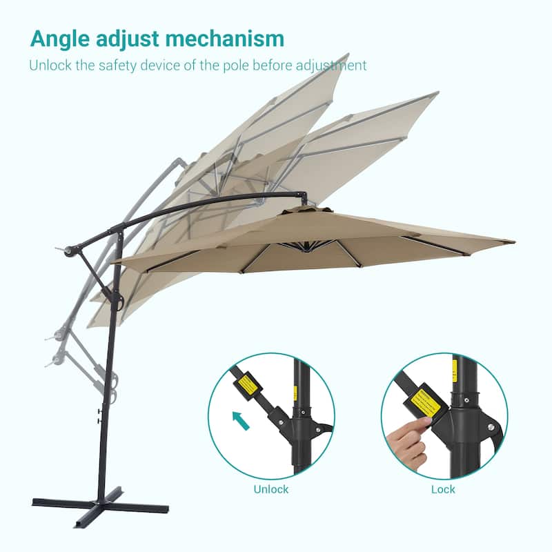 BONOSUKI 10ft Patio Offset Umbrella Outdoor Hanging Umbrella