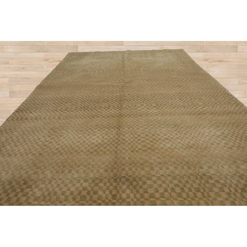 Hand Knotted Beige, Sage Tibetan 100% Wool Modern Oriental Area Rug - 4' 11'' x 6' 10''