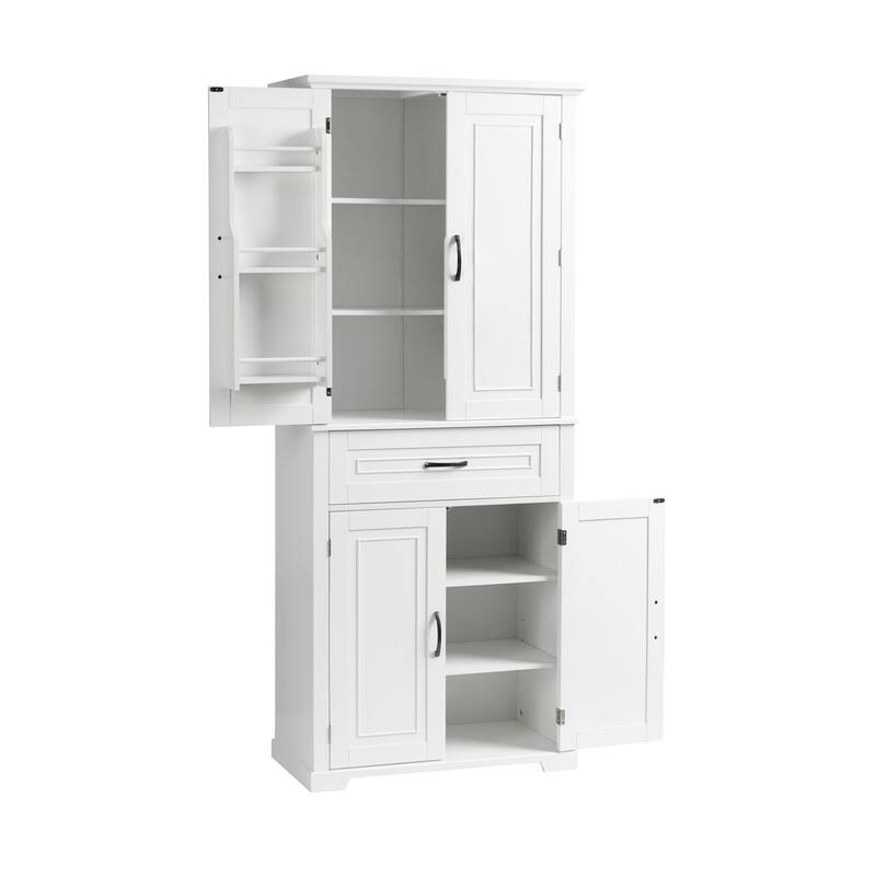 Tall Bathroom Storage Cabinet with Drawer and Adjustable Shelf, Waterproof Pantry Cabinet with Door Racks