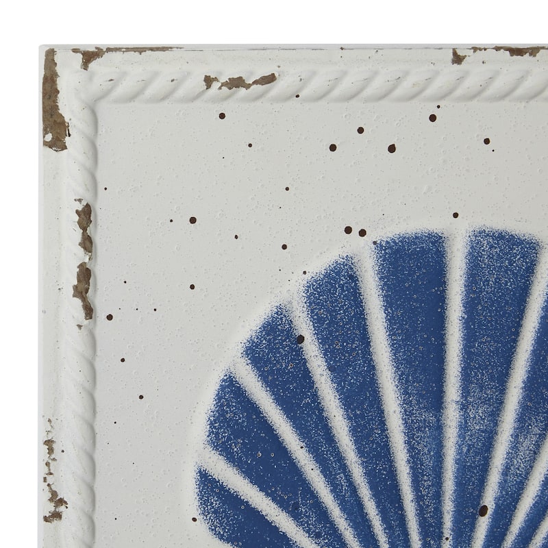 Metal Sail Boat or Sea Horse Speckled Home Wall Decor with Various Marine Life Designs - Set of 4 Cream - Roche River Decor