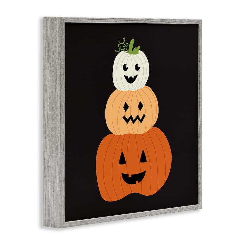 Stupell Happy Jack-o-Lanterns on Black Framed Giclee Art Design By Sazerelli Designs