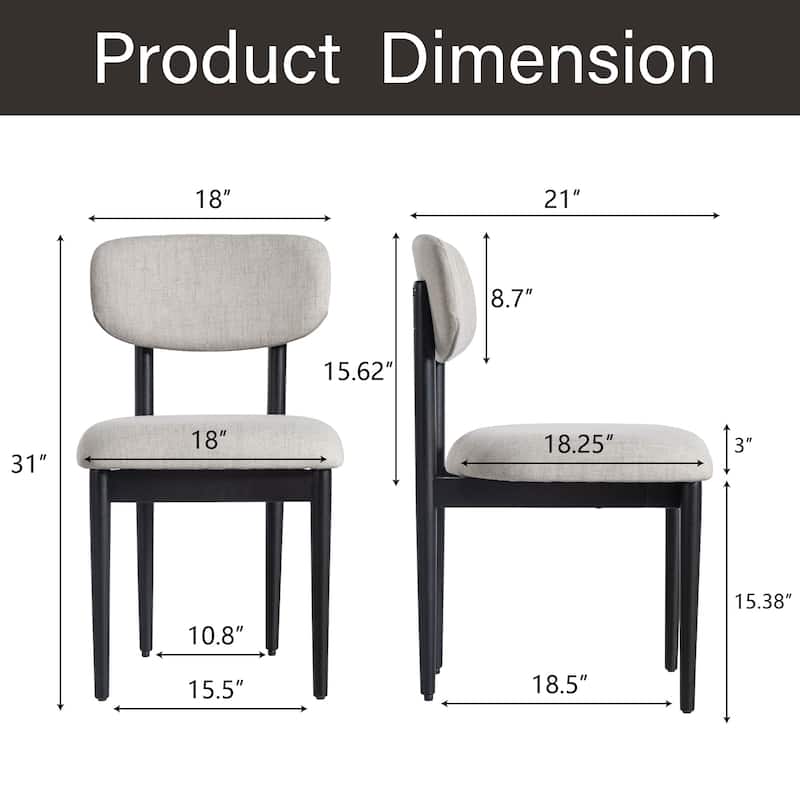 Modern Upholstered Dining Chair with Solid Wood Legs Side Chair for Kitchen Dining Room Living Room (Set of 2)