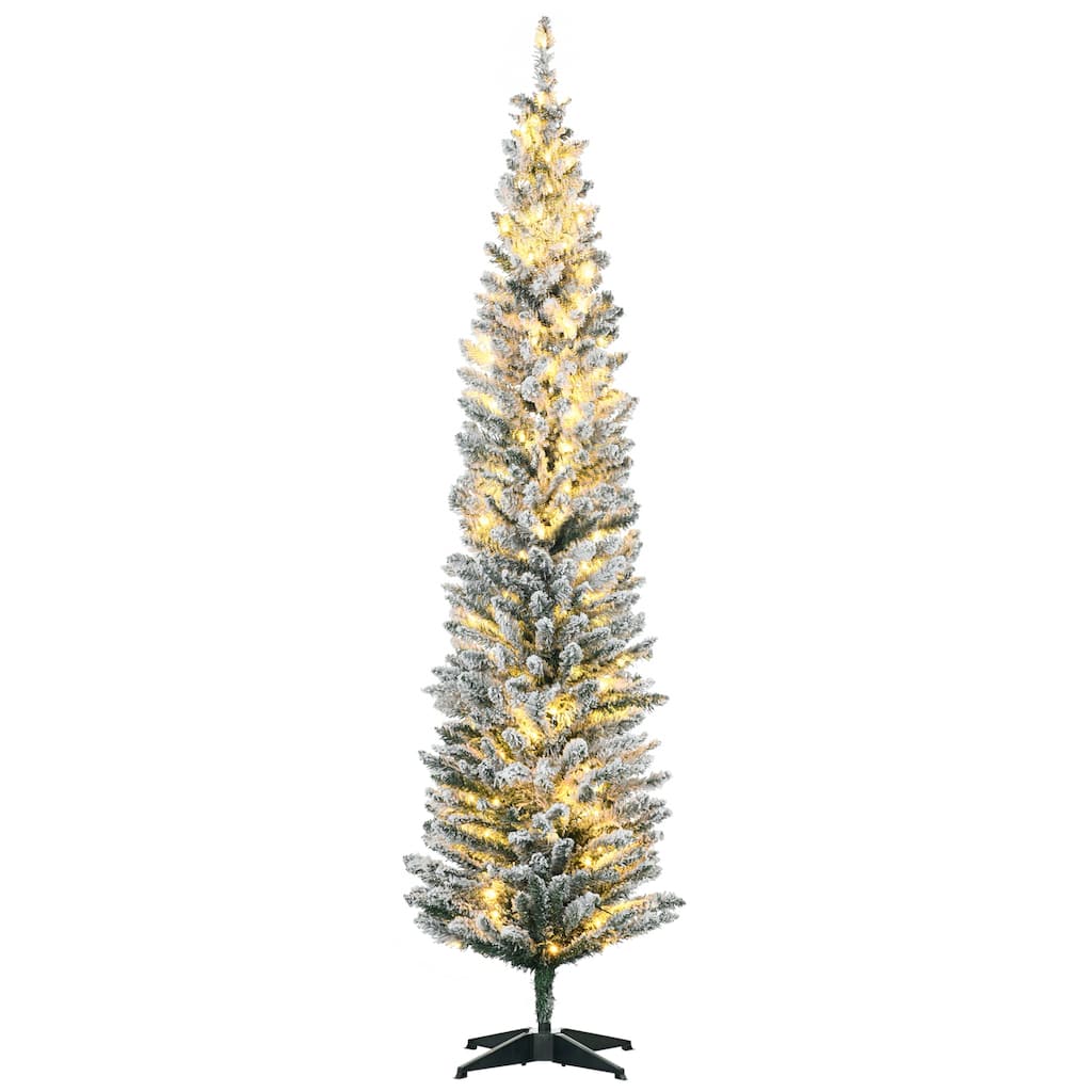 7' Tall Pre-Lit Slim Noble Fir Artificial Christmas Tree with 210 Warm White LED Lights and 499 Tips,Christmas Decoration
