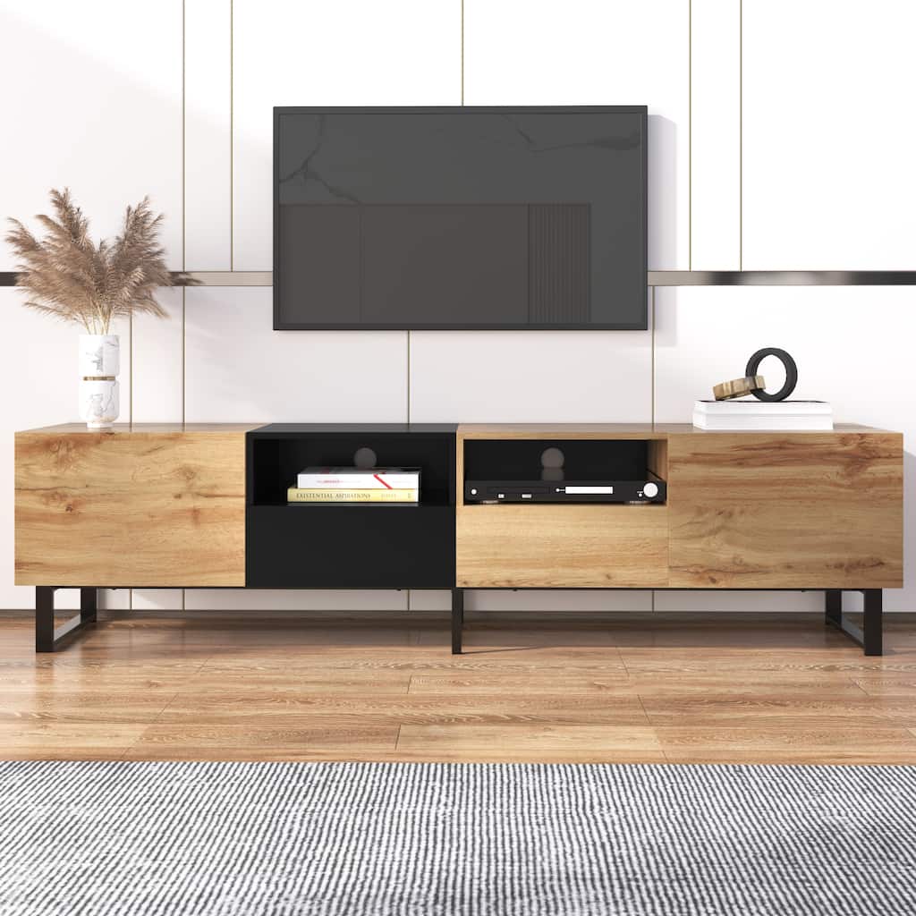 74" TV Stand with Drop-Down Door & Storage for TVs Up to 85"