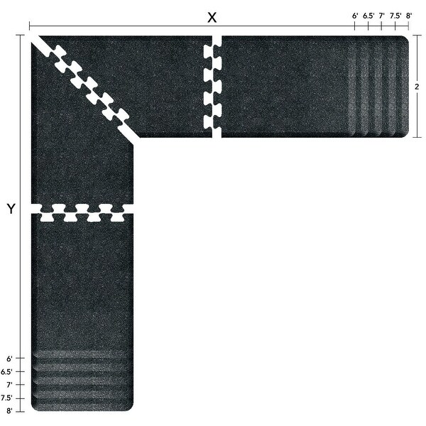 WellnessMats Puzzle Piece Collection 6.5 X 6 X 2 Feet, 4 Piece L Series Anti-Fatigue Office & Kitchen Mat Set, Granite Onyx