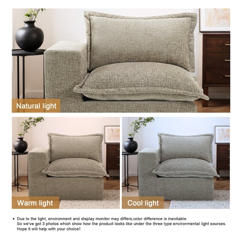 42"W Chenille Upholstered No Assembly Corner Chair