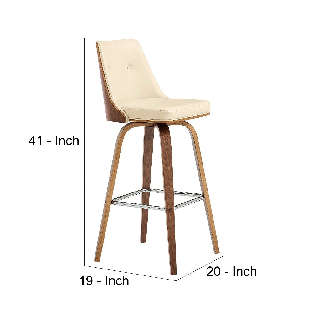 Swivel Bar Stool with Button Tufted Curved Back 20 L x 19 W x 41