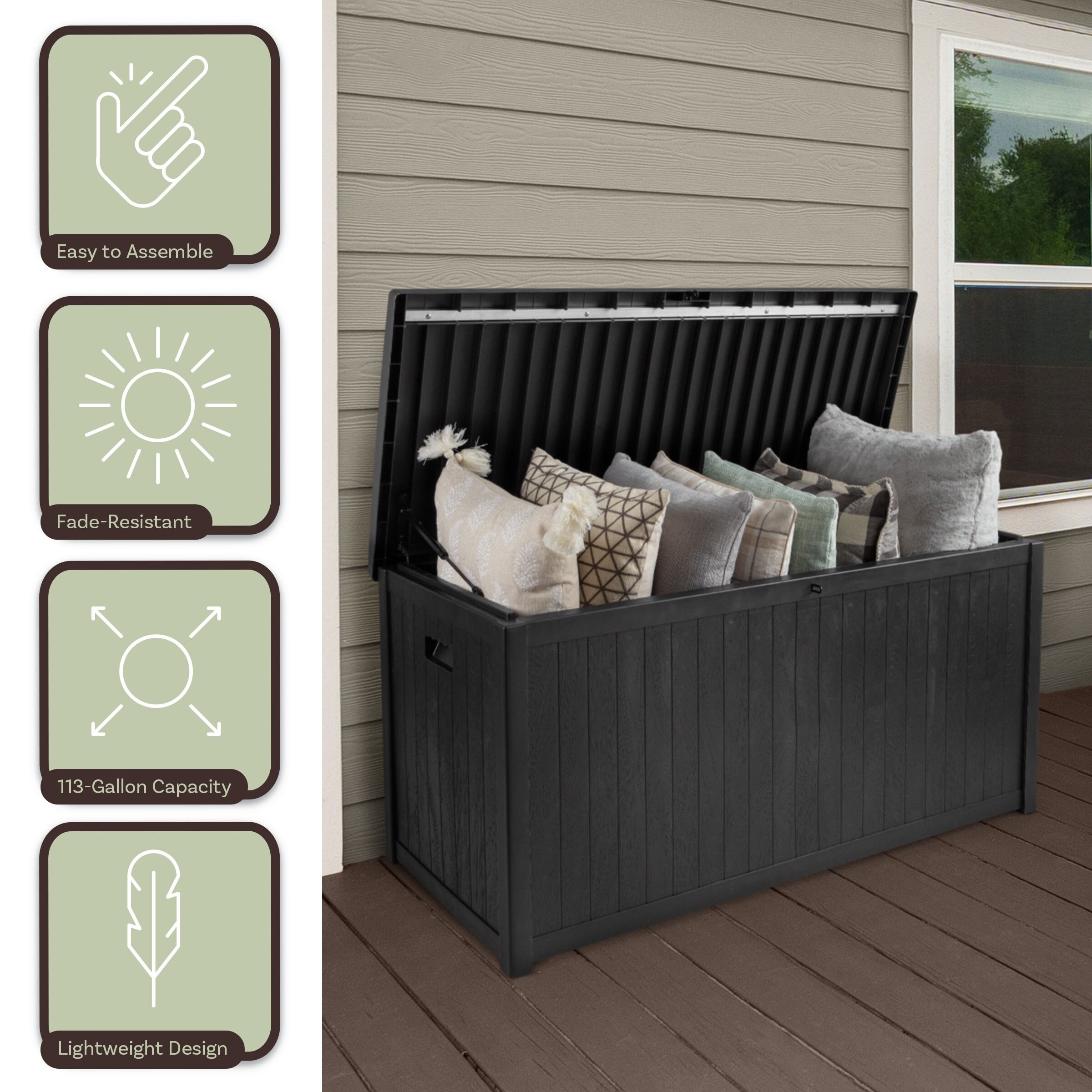 Outdoor Storage Box 113 Gallon Lockable Deck Box for Pool Accessories Patio Furniture Cushions for Outside by Pure Garden On Sale Bed Bath Beyond 37383765