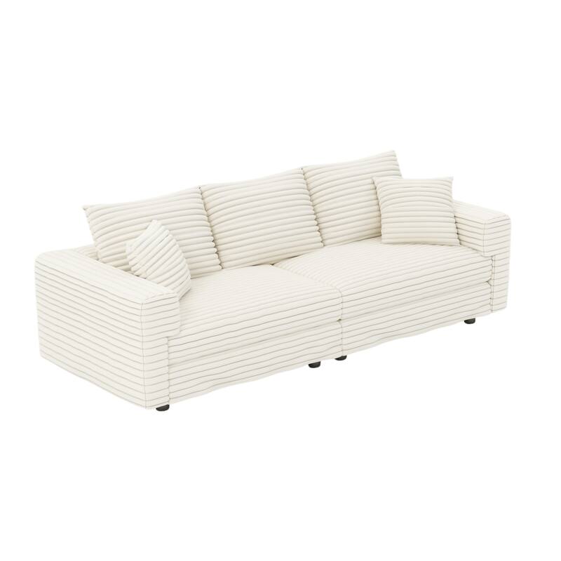 Modular Sectional Sofa with Ottomans, Oversized Corduroy Upholstered Cloud Sofa, Convertible Boneless Deep Seat Couch