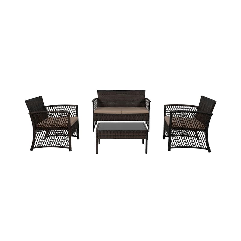 Madison Outdoor 4-Piece Rattan Patio Furniture Chat Set