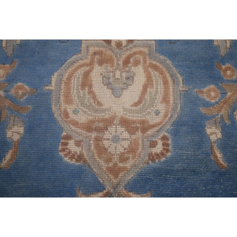 Blue Tabriz Persian Vintage Rug Hand-Knotted Wool Carpet - 9'3" x 12'11"