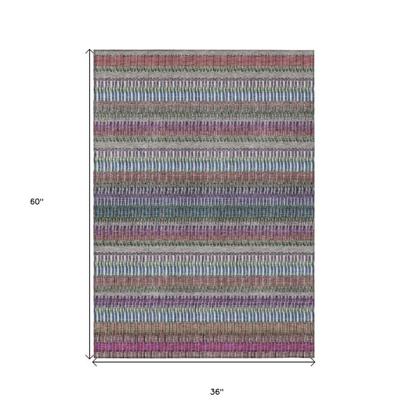 HomeRoots Striped Transitional Rectangle Outdoor Rug