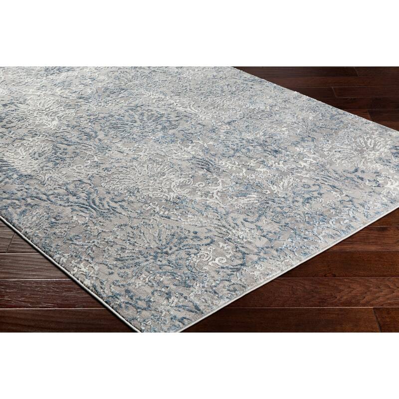 Hermia Navy & Grey Damask Area Rug 5'3" x 7'3" Bed Bath & Beyond