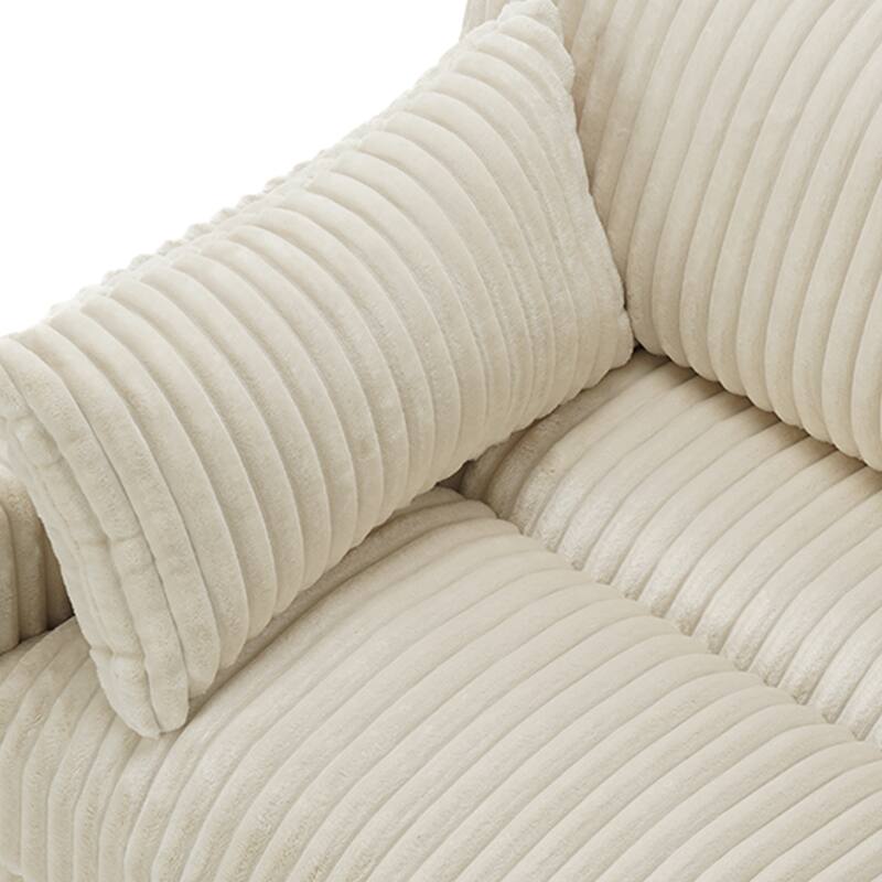 40"W Plush Corduroy Corner Accent Chair Sectional Module with Pillow