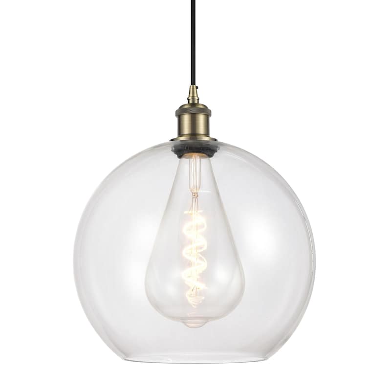 Innovations Lighting 516-1P-16-12 Athens Pendant Athens 12" Wide - Antique Brass / Clear