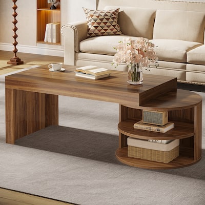 51-inch Wooden Coffee Table with Storage for Living Room - 23.62"D x 51.18"W x 19.69"H